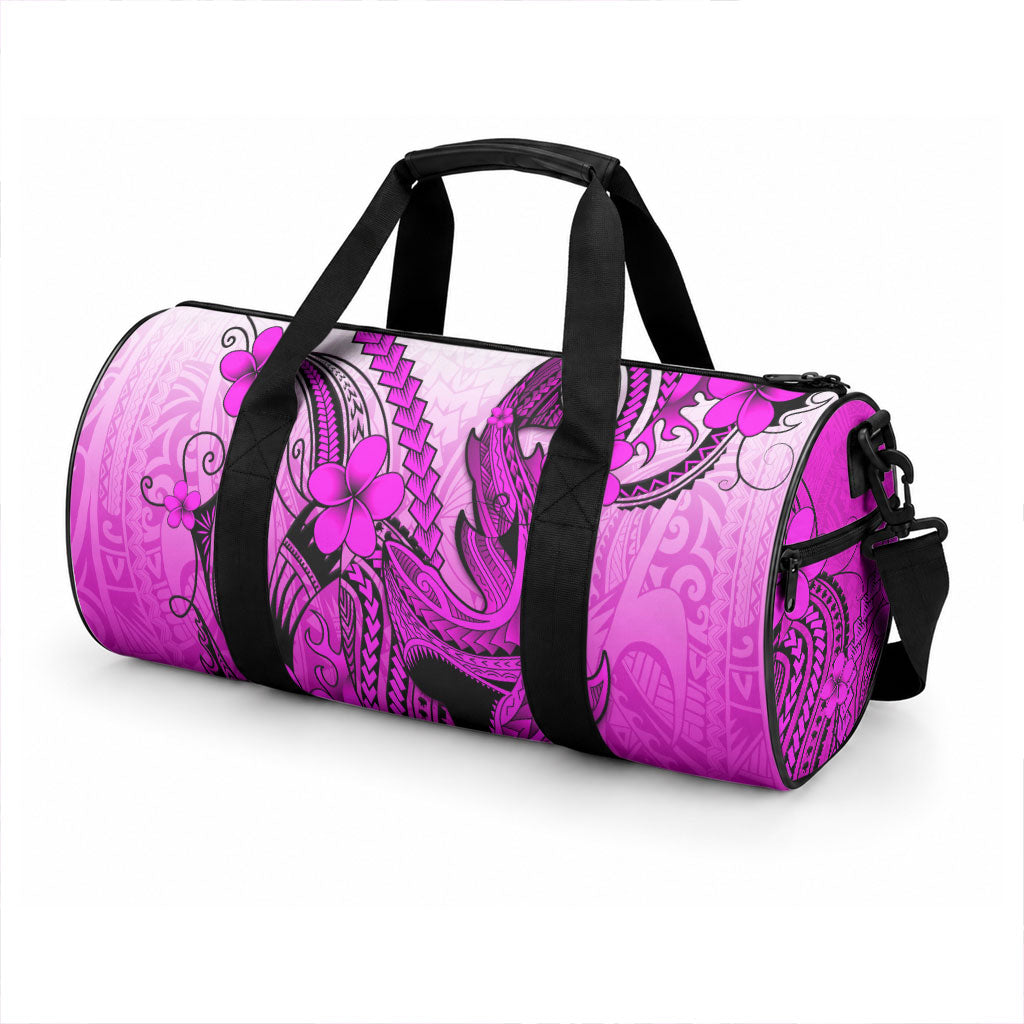 Hawaii Duffle Bag Polynesian Shark Tattoo With Plumeria Pink Gradient