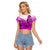 Hawaii Raglan Cropped T Shirt Polynesian Shark Tattoo With Plumeria Pink Gradient LT14 Female Pink - Polynesian Pride