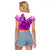 Hawaii Raglan Cropped T Shirt Polynesian Shark Tattoo With Plumeria Pink Gradient LT14 - Polynesian Pride