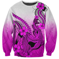 Hawaii Sweatshirt Polynesian Shark Tattoo With Plumeria Pink Gradient LT14 Unisex Pink - Polynesian Pride