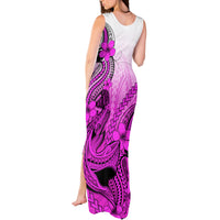 Hawaii Tank Maxi Dress Polynesian Shark Tattoo With Plumeria Pink Gradient LT14 - Polynesian Pride
