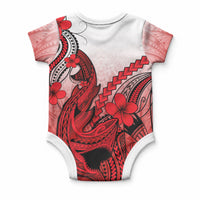 Hawaii Baby Onesie Polynesian Shark Tattoo With Plumeria Red Gradient LT14 - Polynesian Pride