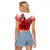 Hawaii Raglan Cropped T Shirt Polynesian Shark Tattoo With Plumeria Red Gradient LT14 - Polynesian Pride