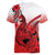 Hawaii Women V Neck T Shirt Polynesian Shark Tattoo With Plumeria Red Gradient LT14 - Polynesian Pride