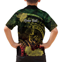 Personalised Hawaii Nene Goose Family Matching Long Sleeve Bodycon Dress and Hawaiian Shirt Hawaiian Map Hibiscus Polynesian Art - Reggae Gradient LT14 - Polynesian Pride