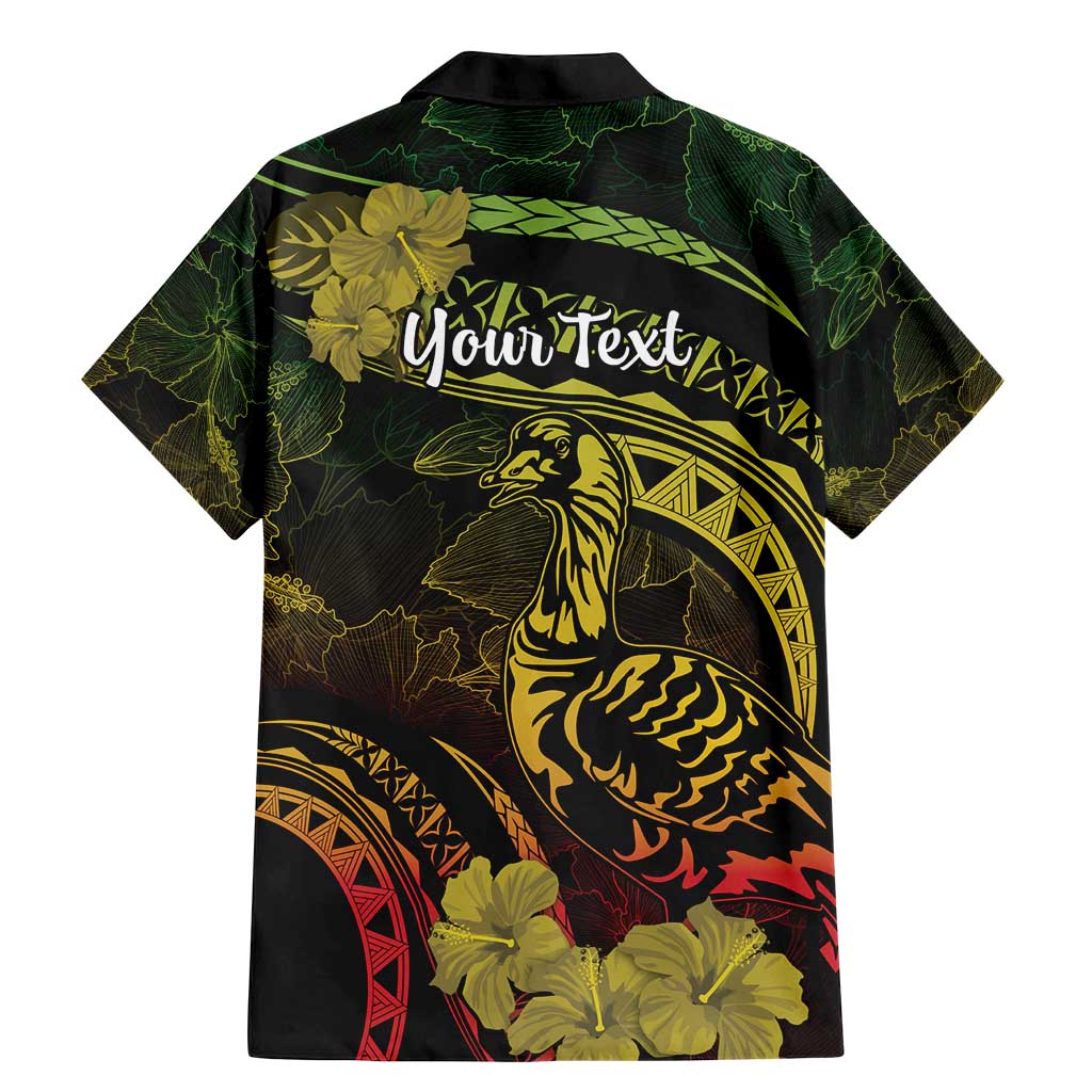 Personalised Hawaii Nene Goose Family Matching Mermaid Dress and Hawaiian Shirt Hawaiian Map Hibiscus Polynesian Art - Reggae Gradient LT14 - Polynesian Pride