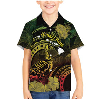 Personalised Hawaii Nene Goose Family Matching Mermaid Dress and Hawaiian Shirt Hawaiian Map Hibiscus Polynesian Art - Reggae Gradient LT14 Son's Shirt Reggae - Polynesian Pride