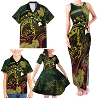 Personalised Hawaii Nene Goose Family Matching Tank Maxi Dress and Hawaiian Shirt Hawaiian Map Hibiscus Polynesian Art - Reggae Gradient LT14 - Polynesian Pride