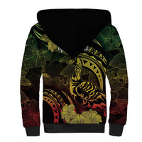 Personalised Hawaii Nene Goose Sherpa Hoodie Hawaiian Map Hibiscus Polynesian Art - Reggae Gradient LT14 - Polynesian Pride