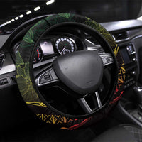 Hawaii Nene Goose Steering Wheel Cover Hawaiian Map Hibiscus Polynesian Art - Reggae Gradient