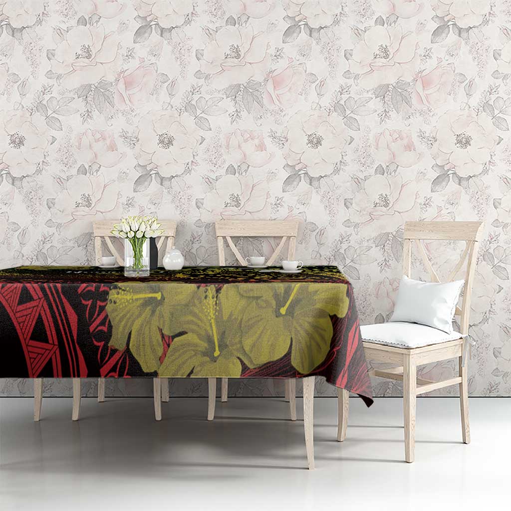 Personalised Hawaii Nene Goose Tablecloth Hawaiian Map Hibiscus Polynesian Art - Reggae Gradient