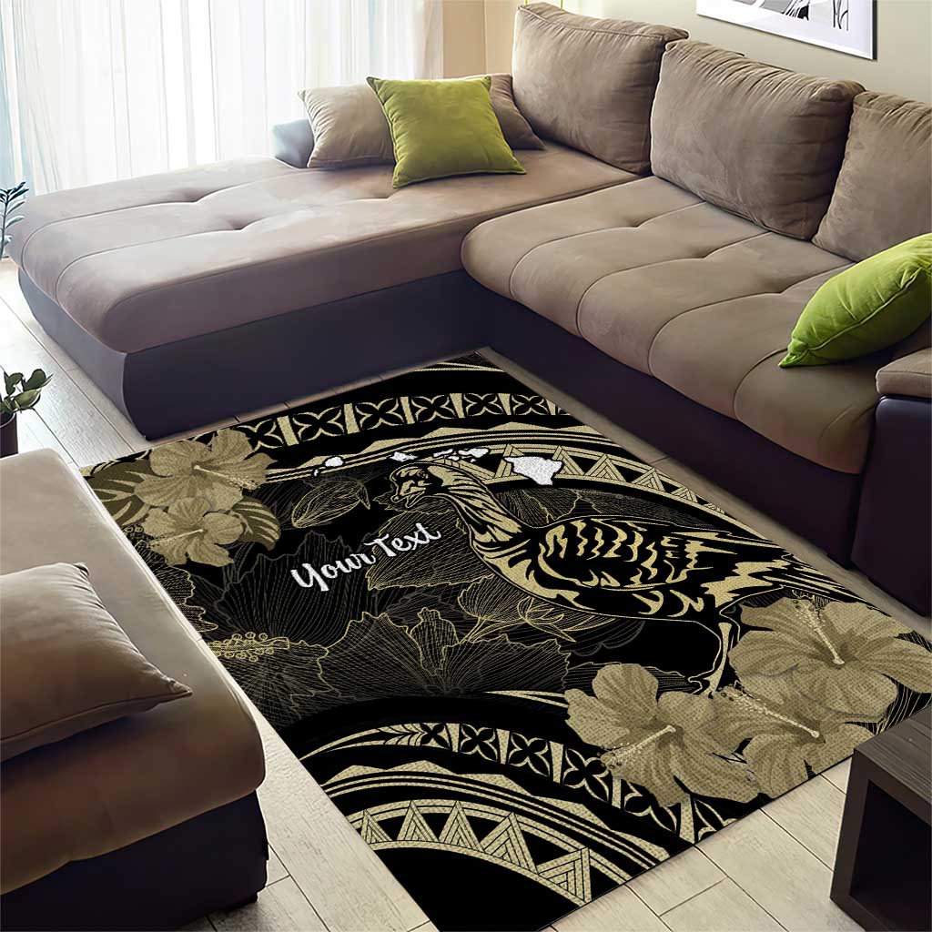 Personalised Hawaii Nene Goose Area Rug Hawaiian Map Hibiscus Polynesian Art - Beige LT14 - Polynesian Pride