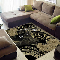 Personalised Hawaii Nene Goose Area Rug Hawaiian Map Hibiscus Polynesian Art - Beige LT14 - Polynesian Pride