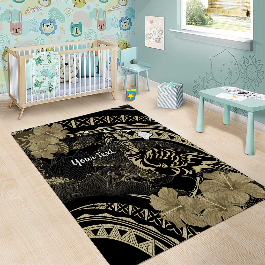 Personalised Hawaii Nene Goose Area Rug Hawaiian Map Hibiscus Polynesian Art - Beige LT14 - Polynesian Pride
