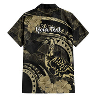 Personalised Hawaii Nene Goose Family Matching Off Shoulder Short Dress and Hawaiian Shirt Hawaiian Map Hibiscus Polynesian Art - Beige LT14 - Polynesian Pride