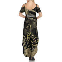 Personalised Hawaii Nene Goose Family Matching Summer Maxi Dress and Hawaiian Shirt Hawaiian Map Hibiscus Polynesian Art - Beige LT14 - Polynesian Pride