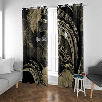 Personalised Hawaii Nene Goose Window Curtain Hawaiian Map Hibiscus Polynesian Art - Beige