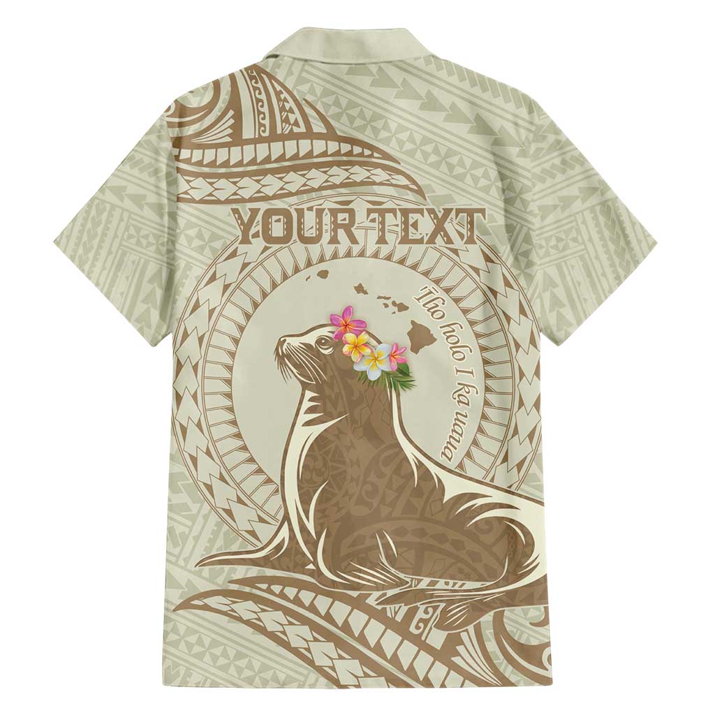 Personalised Hawaii Monk Seal Family Matching Tank Maxi Dress and Hawaiian Shirt Polynesian Tattoo With Tropical Flowers - Beige Pastel LT14 - Polynesian Pride