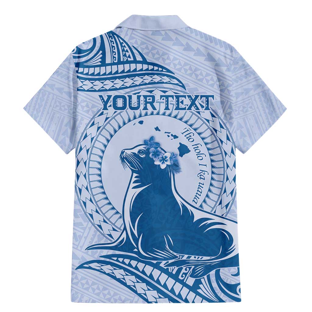 Personalised Hawaii Monk Seal Family Matching Mermaid Dress and Hawaiian Shirt Polynesian Tattoo With Tropical Flowers - Blue Pastel LT14 - Polynesian Pride