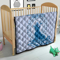 Personalised Hawaii Monk Seal Quilt Polynesian Tattoo With Tropical Flowers - Blue Pastel LT14 - Polynesian Pride