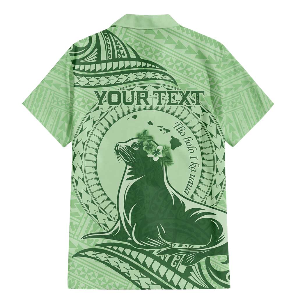 Personalised Hawaii Monk Seal Family Matching Mermaid Dress and Hawaiian Shirt Polynesian Tattoo With Tropical Flowers - Green Pastel LT14 - Polynesian Pride