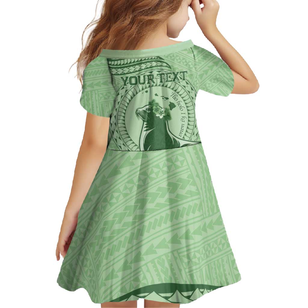 Personalised Hawaii Monk Seal Family Matching Summer Maxi Dress and Hawaiian Shirt Polynesian Tattoo With Tropical Flowers - Green Pastel LT14 - Polynesian Pride