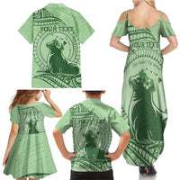 Personalised Hawaii Monk Seal Family Matching Summer Maxi Dress and Hawaiian Shirt Polynesian Tattoo With Tropical Flowers - Green Pastel LT14 - Polynesian Pride