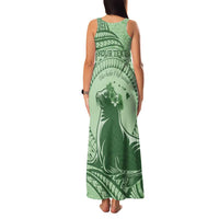 Personalised Hawaii Monk Seal Family Matching Tank Maxi Dress and Hawaiian Shirt Polynesian Tattoo With Tropical Flowers - Green Pastel LT14 - Polynesian Pride