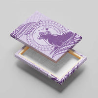 Personalised Hawaii Monk Seal Canvas Wall Art Polynesian Tattoo With Tropical Flowers - Purple Pastel