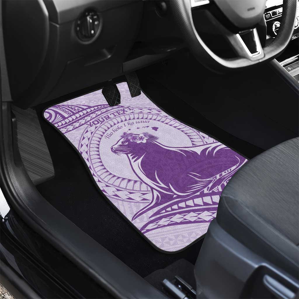 Personalised Hawaii Monk Seal Car Mats Polynesian Tattoo With Tropical Flowers - Purple Pastel LT14 - Polynesian Pride