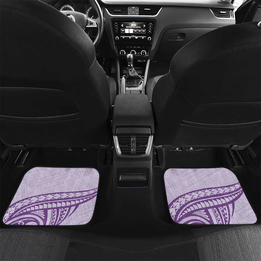 Personalised Hawaii Monk Seal Car Mats Polynesian Tattoo With Tropical Flowers - Purple Pastel LT14 Set 2pcs - Back Purple - Polynesian Pride