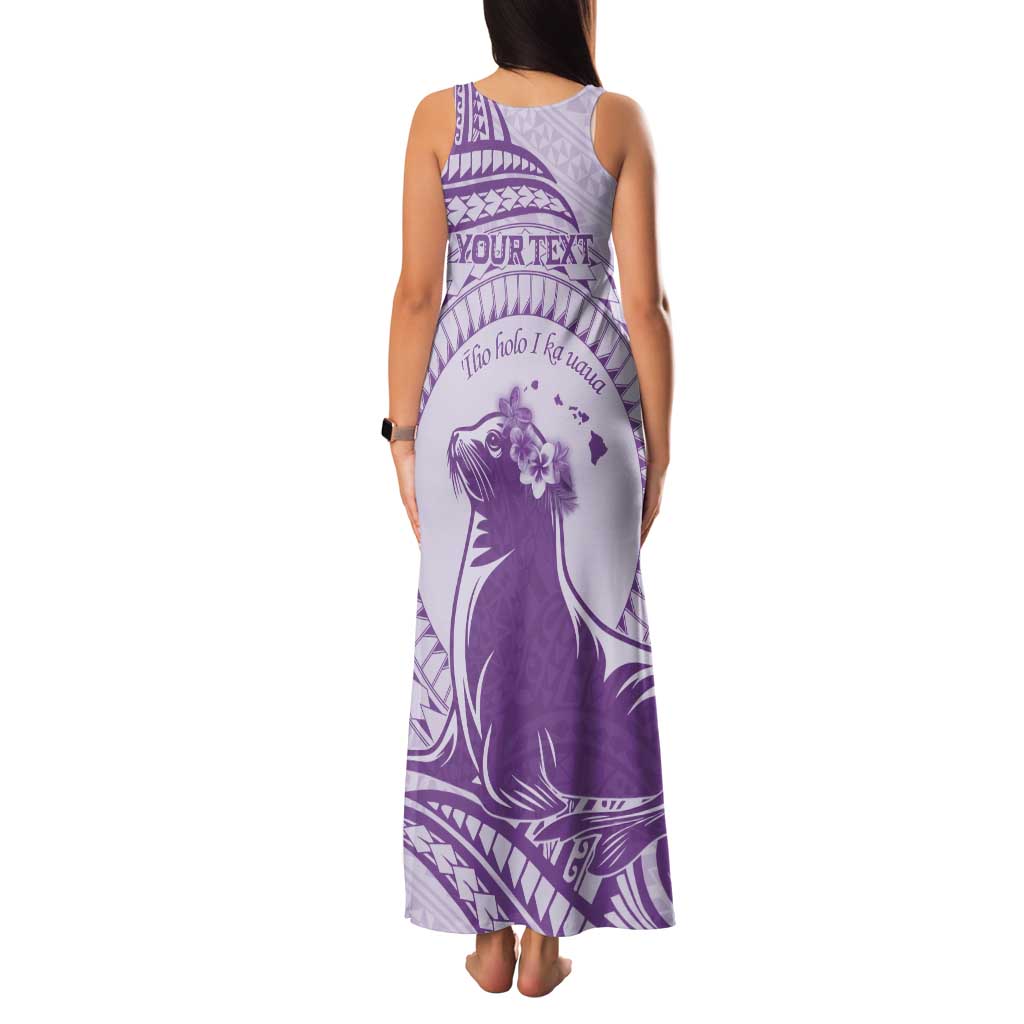 Personalised Hawaii Monk Seal Family Matching Tank Maxi Dress and Hawaiian Shirt Polynesian Tattoo With Tropical Flowers - Purple Pastel LT14 - Polynesian Pride