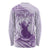 Personalised Hawaii Monk Seal Long Sleeve Shirt Polynesian Tattoo With Tropical Flowers - Purple Pastel