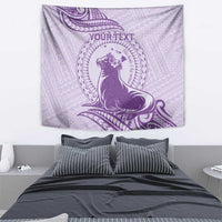 Personalised Hawaii Monk Seal Tapestry Polynesian Tattoo With Tropical Flowers - Purple Pastel