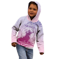 Personalised Hawaii Monk Seal Kid Hoodie Polynesian Tattoo With Tropical Flowers - Purple Gradient