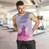 Personalised Hawaii Monk Seal Men Tank Top Polynesian Tattoo With Tropical Flowers - Purple Gradient