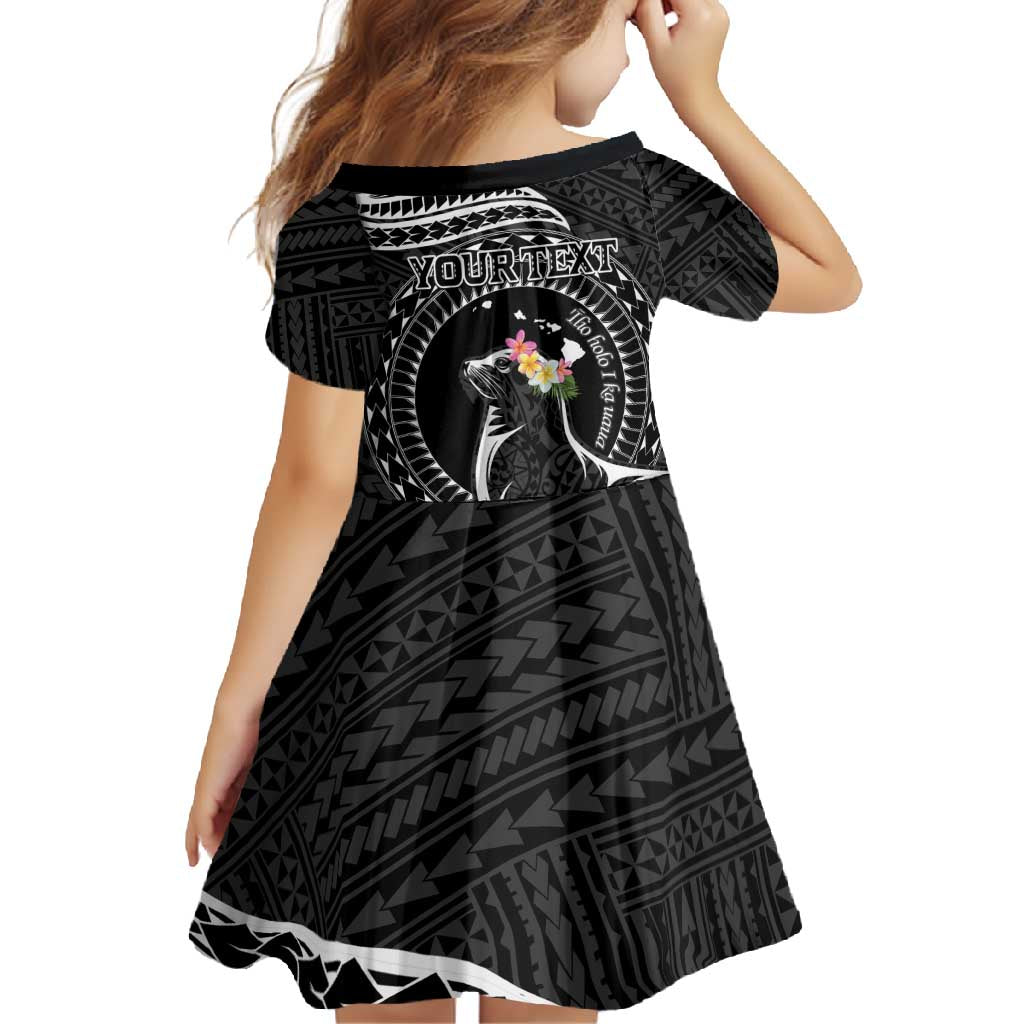 Personalised Hawaii Monk Seal Family Matching Tank Maxi Dress and Hawaiian Shirt Polynesian Tattoo With Tropical Flowers - Black LT14 - Polynesian Pride