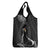 Personalised Hawaii Monk Seal Grocery Bag Polynesian Tattoo With Tropical Flowers - Black