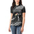 Personalised Hawaii Monk Seal Women Polo Shirt Polynesian Tattoo With Tropical Flowers - Black