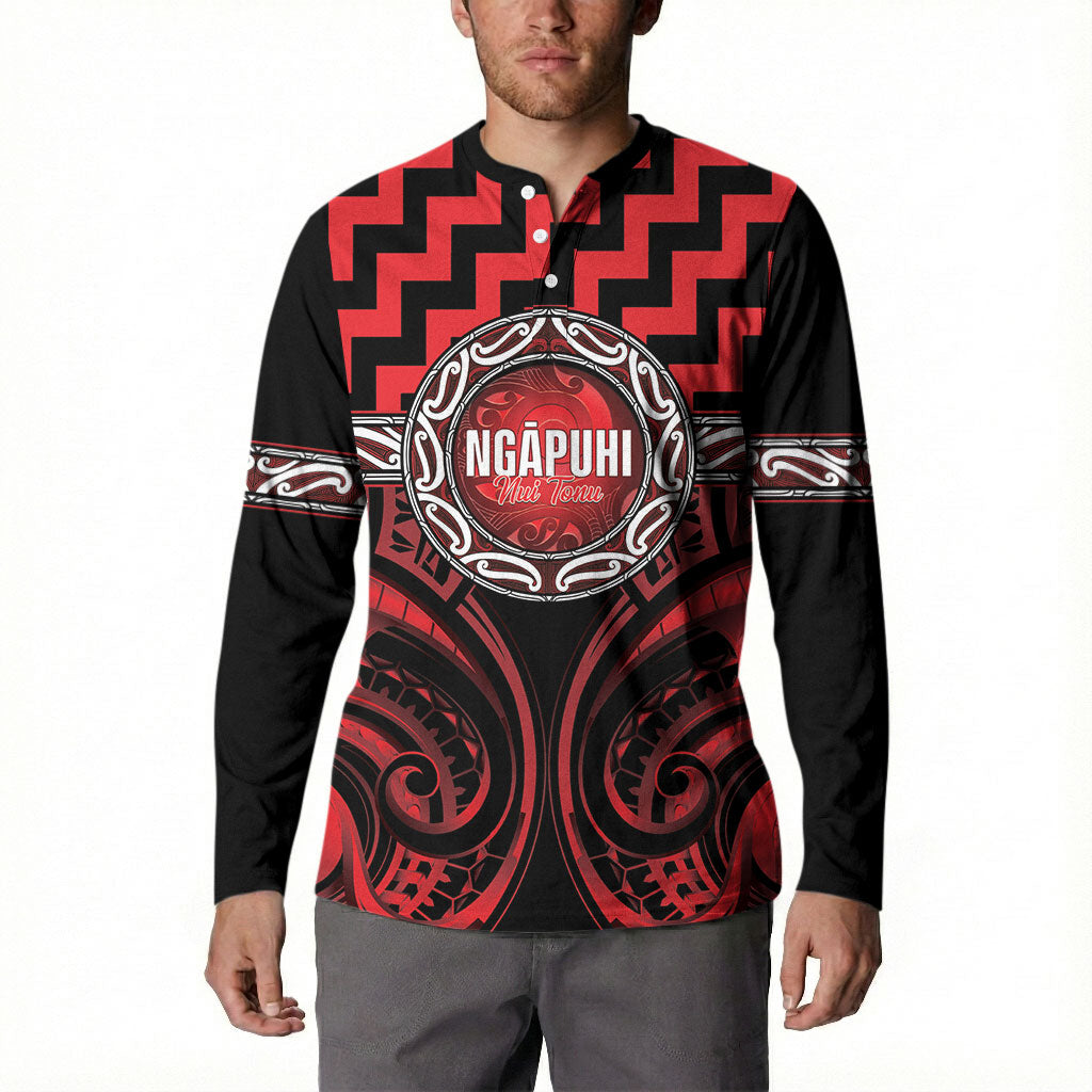 Aotearoa Ngapuhi Personalised Button Sweatshirt Maori Iwi Poutama Puhoro Tattoo