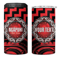 Aotearoa Ngapuhi Personalised 4 in 1 Can Cooler Tumbler Maori Iwi Poutama Puhoro Tattoo