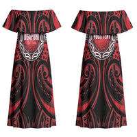 Aotearoa Ngapuhi Personalised Couples Matching Off Shoulder Maxi Dress and Hawaiian Shirt Maori Iwi Poutama Puhoro Tattoo
