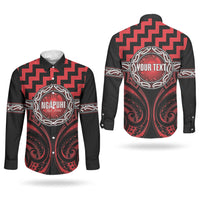 Aotearoa Ngapuhi Personalised Couples Matching Short Sleeve Bodycon Dress and Long Sleeve Button Shirt Maori Iwi Poutama Puhoro Tattoo