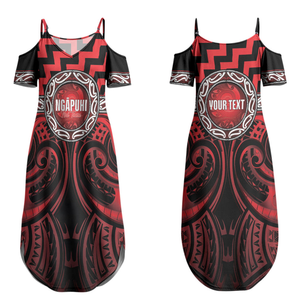 Aotearoa Ngapuhi Personalised Couples Matching Summer Maxi Dress and Long Sleeve Button Shirt Maori Iwi Poutama Puhoro Tattoo