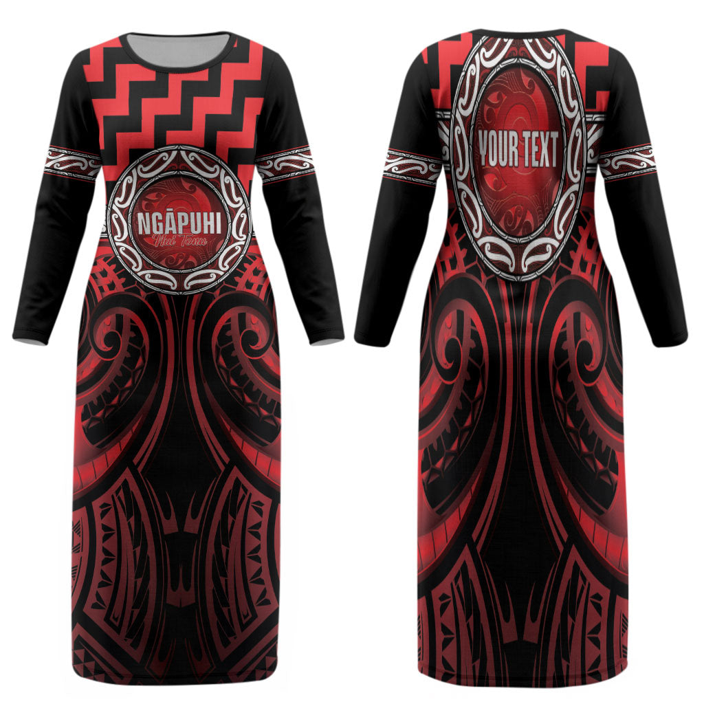 Aotearoa Ngapuhi Personalised Family Matching Long Sleeve Bodycon Dress and Hawaiian Shirt Maori Iwi Poutama Puhoro Tattoo
