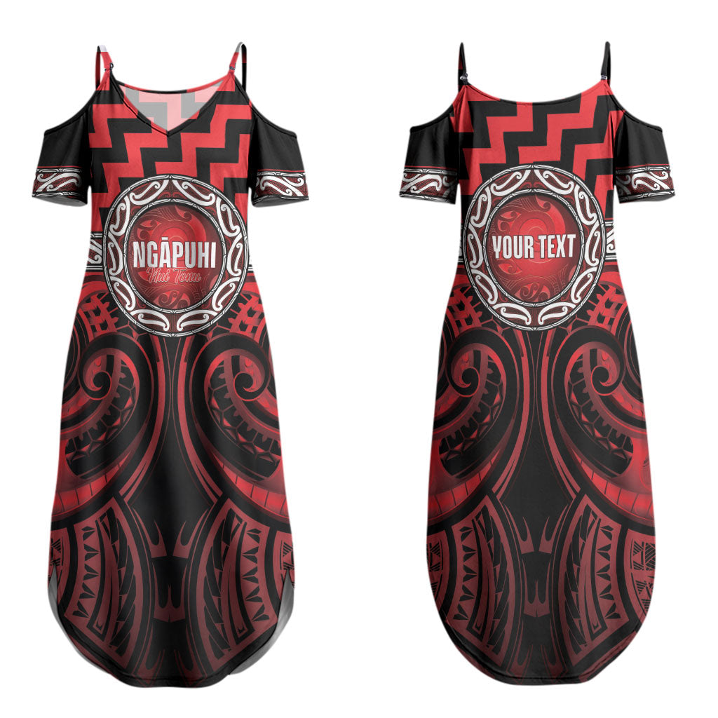 Aotearoa Ngapuhi Personalised Family Matching Summer Maxi Dress and Hawaiian Shirt Maori Iwi Poutama Puhoro Tattoo