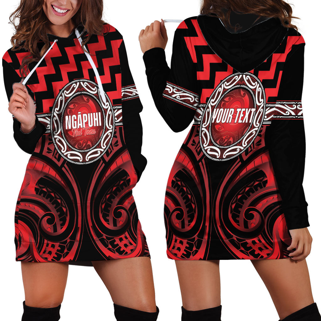 Aotearoa Ngapuhi Personalised Hoodie Dress Maori Iwi Poutama Puhoro Tattoo