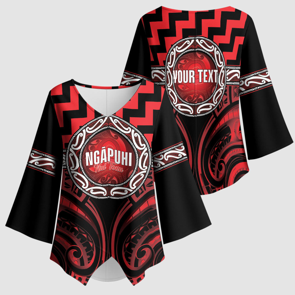 Aotearoa Ngapuhi Personalised Kimono Sleeve Blouse Maori Iwi Poutama Puhoro Tattoo
