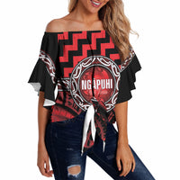 Aotearoa Ngapuhi Personalised Off Shoulder Wrap Waist Top Maori Iwi Poutama Puhoro Tattoo