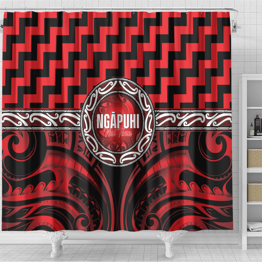 Aotearoa Ngapuhi Shower Curtain Maori Iwi Poutama Puhoro Tattoo